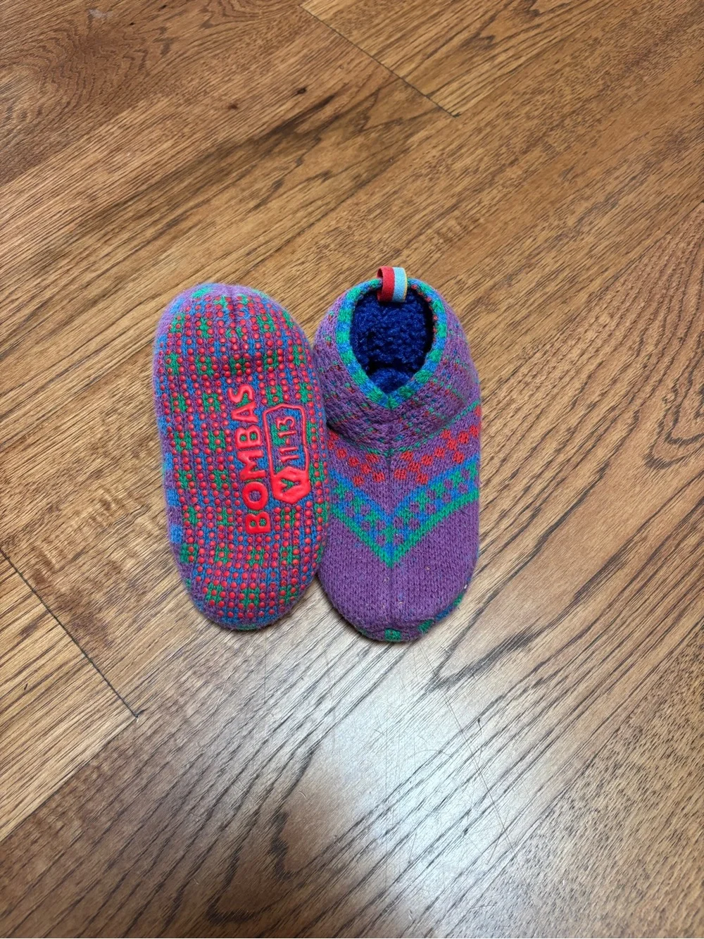 Bombas Kids Purple, Green & Blue Patterned Slipper Socks
